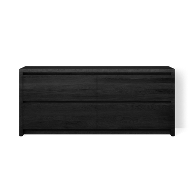 Looox Wooden Wastafelonderkast - vlak front - 2 lades - afvoer links en rechts - 150x30x46 cm - zwart