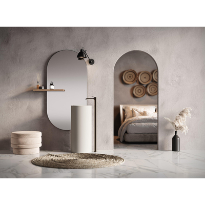 Looox colonne de lavabo - 40x40x90cm - ronde - autoportante - marbre minéral blanc brillant