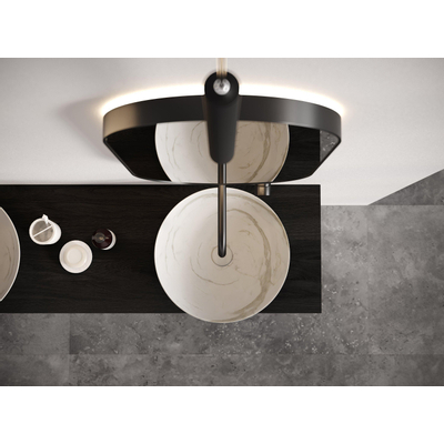 Looox Wood collection Étagères murales Duo 200x46cm - 2 pièces - Avec porte-serviettes noir mat - chêne massif Black