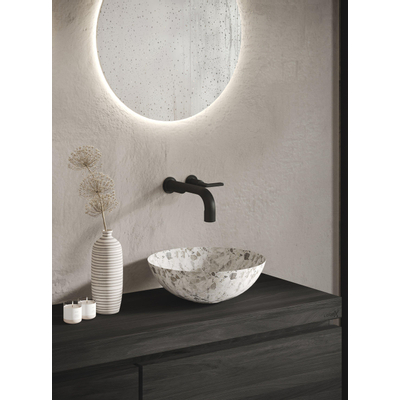 Looox Wooden Meuble sous lavabo - façade plate - 2 tiroirs - évacuation gauche et droite - 140x45x46 cm - noir