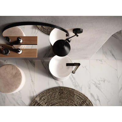 Looox colonne de lavabo - 40x40x90cm - ronde - autoportante - marbre minéral gris clair mat