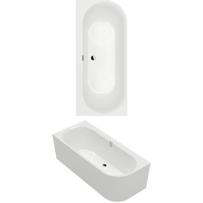 Villeroy & Boch Oberon 2.1 Baignoire adossée pour installation d'angle gauche - 1800 x 800 mm - blanc alpin brillant (blanc)