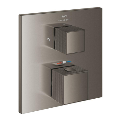 Grohe Grohtherm Cube Mitigeur douche thermostatique - partie de finition - avec inverseur - Hard Graphite brossé