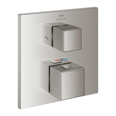 Grohe Grohtherm Cube Mitigeur douche thermostatique - partie de finition - avec inverseur - Supersteel