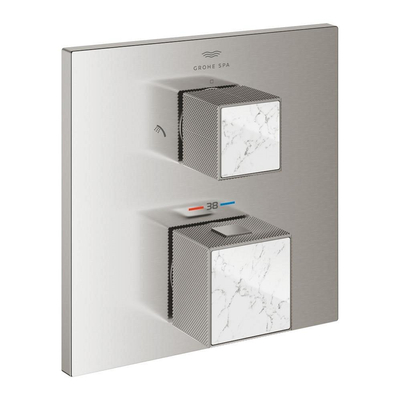 Grohe Grohtherm cube afdekset thermostaat m/omstel white s.steel