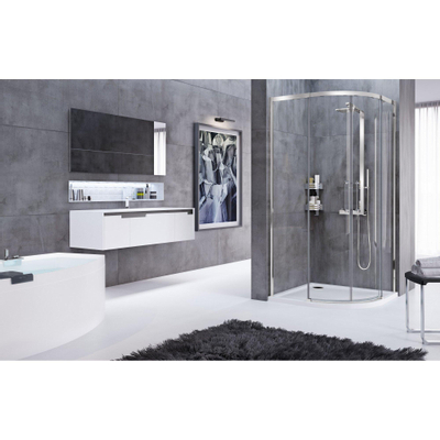 Novellini Rose r cabine de douche quart de rond avec portes coulissantes 90x90x200cm profil chrome mat et verre transparent