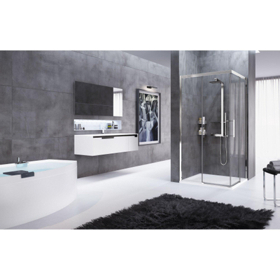 Novellini Rose une douche d'angle avec portes coulissantes 87/90x200cm profil chrome et verre transparent