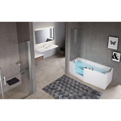 Novellini Iris Combi baignoire acrylique droite avec porte et sans panneaux 180x75/85x62cm avec châssis blanc