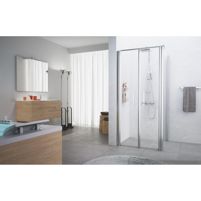 Novellini Giada paroi fixe F 84/87x195cm pour porte pivotante G profil chrome mat et verre clair
