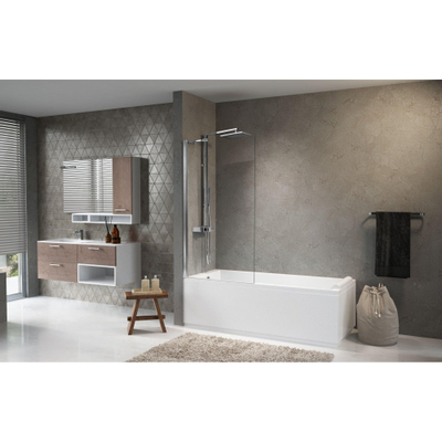 Novellini Aurora paroi de baignoire 1 partie 75x150cm profilé chrome et verre transparent