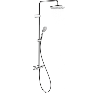 Duravit Wave ensemble de douche pluie apparent – thermostatique – douche de tête Ø 25,2 cm – douchette ronde – barre de douche 87,5 cm – chrome