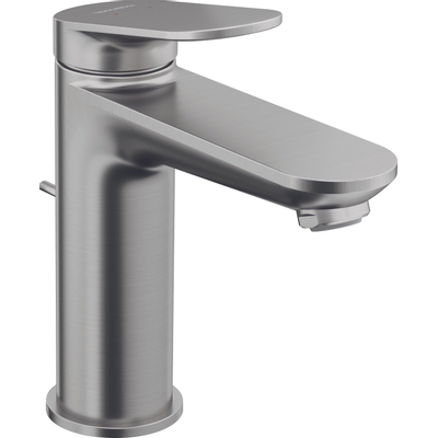 Duravit Wave Wastafelmengkraan - m-size - eengreeps - met waste - voorsprong 12.2cm - geborsteld RVS (chroom)
