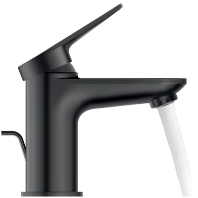 Duravit Wave Wastafelmengkraan - s-size - eengreeps - met waste - voorsprong 9.5cm - mat zwart