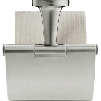 Duravit Starck T Toiletrolhouder - met klep - geborsteld RVS