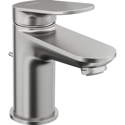 Duravit Wave Wastafelmengkraan - s-size - eengreeps - met waste - voorsprong 9.5cm - geborsteld RVS