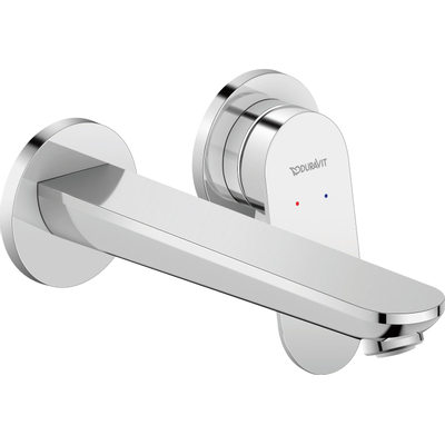 Duravit Wave Wastafelmengkraan - inbouw - 2 gats - eengreeps - voorsprong 20.2cm - hoogglans chroom