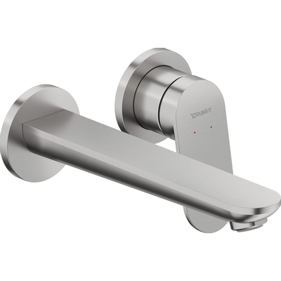 Duravit Wave Wastafelmengkraan - inbouw - 2 gats - eengreeps - voorsprong 20.2cm - geborsteld RVS