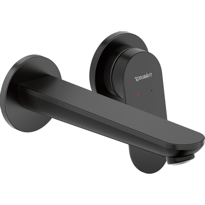 Duravit Wave Wastafelmengkraan - inbouw - 2 gats - eengreeps - voorsprong 20.2cm - mat zwart