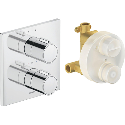 Duravit Thermostatarmaturen Afbouwdeel - inbouw bad/douchekraan - thermostatisch - vierkant - 17x17cm - glans chroom