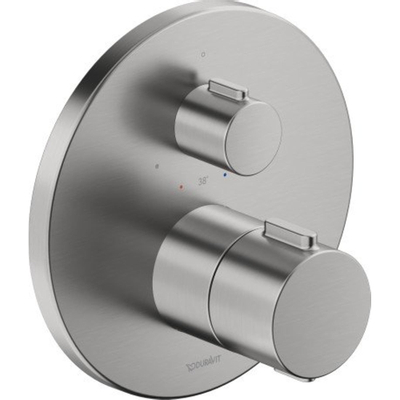 Duravit Thermostatarmaturen Ensemble de finition - robinet de baignoire/douche encastré - thermostatique - 1 sortie - Ø17cm - acier inoxydable brossé