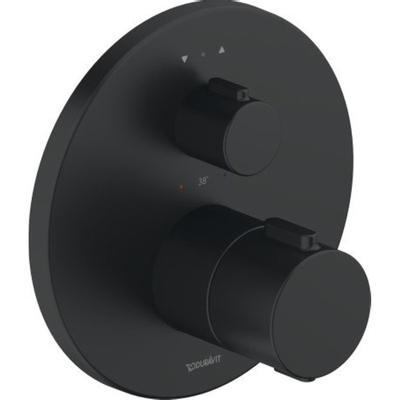Duravit Thermostatarmaturen Afbouwdeel - inbouw bad/douchekraan - thermostatisch - 2 uitgangen - diameter 17cm - mat zwart