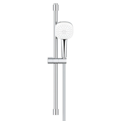GROHE Tempesta 110 Cube Ensemble barre de douche - 60cm - douchette à main carrée - 2 types de jets - 5,6 l/min - flexible de douche lisse - chrome