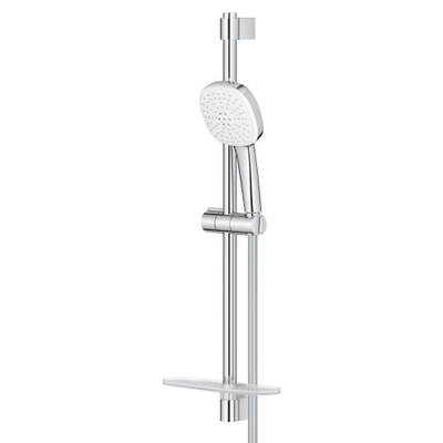 GROHE Tempesta 110 Cube Ensemble barre de douche - 60cm - douchette carrée - 2 jets - flexible de douche lisse - avec porte-savon - chromé