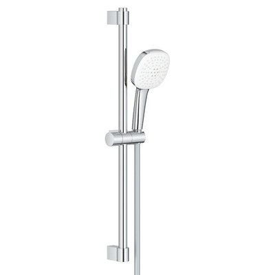 GROHE Tempesta 110 Cube Ensemble barre de douche - 60cm - douchette à main carrée - 2 types de jets - 5,6 l/min - flexible de douche lisse - chrome