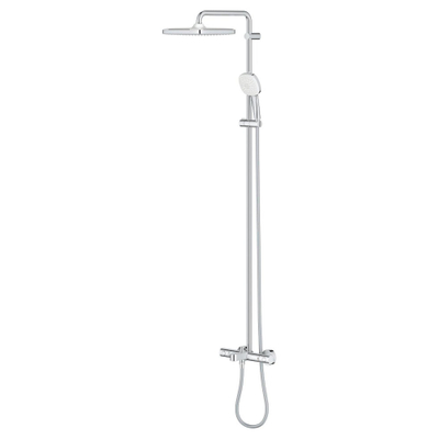 GROHE Tempesta 250 Cube Regendoucheset met badkraan - hoofddouche 25cm - vierkante handdouche - 2 straalsoorten - met thermostaatkraan - chroom