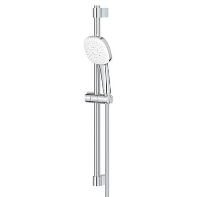GROHE Tempesta 110 Cube Ensemble barre de douche - 60cm - douchette à main carrée - 3 types de jets - flexible de douche lisse - chrome