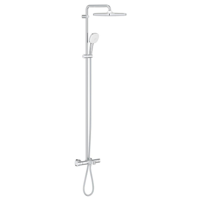 GROHE Tempesta 250 Cube Regendoucheset met badkraan - hoofddouche 25cm - vierkante handdouche - 2 straalsoorten - met thermostaatkraan - chroom