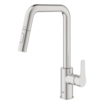 Grohe Eurosmart Keukenmengkraan - 22.1cm - uitrekbare handdouche - 2 straalsoorten - Supersteel (RVS)