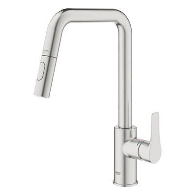 Grohe Eurosmart Robinet de cuisine - 22.1cm - douchette extractible - 2 jets - Supersteel brossé (inox)