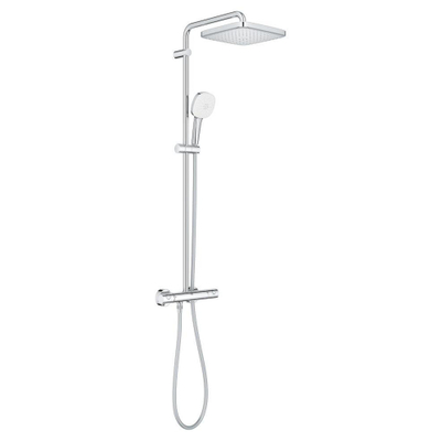 GROHE Tempesta 250 Cube Regendoucheset - 113.2cm - hoofddouche - 25cm - vierkante handdouche - 2 straalsoorten - met thermostaatkraan - chroom