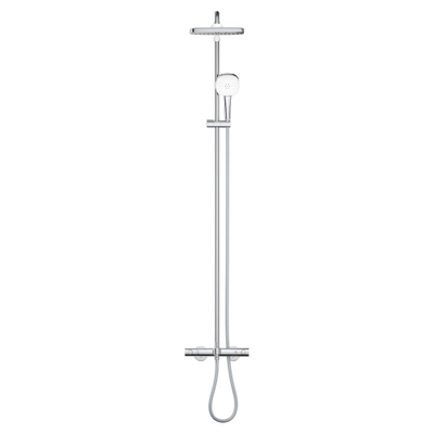 GROHE Tempesta 250 Cube Regendoucheset met badkraan - hoofddouche 25cm - vierkante handdouche - 2 straalsoorten - met thermostaatkraan - chroom