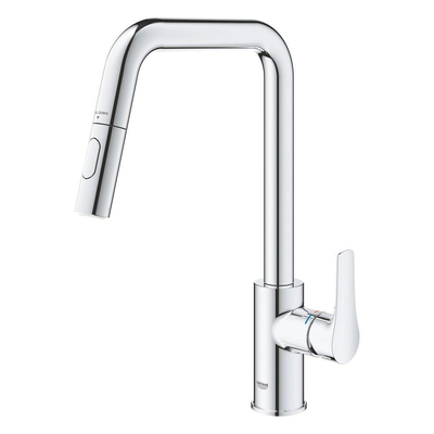 Grohe Eurosmart Keukenmengkraan - 22.1cm - uitrekbare handdouche - 2 straalsoorten - chroom