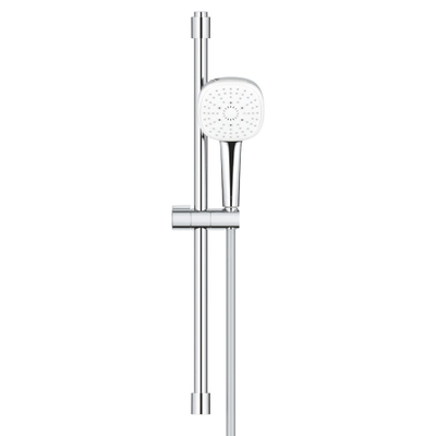 GROHE Tempesta 110 Cube Ensemble barre de douche - 60cm - douchette à main carrée - 3 types de jets - flexible de douche lisse - chrome