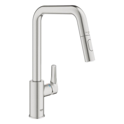 Grohe Eurosmart Keukenmengkraan - 22.1cm - uitrekbare handdouche - 2 straalsoorten - Supersteel (RVS)