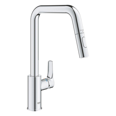 Grohe Eurosmart Keukenmengkraan - 22.1cm - uitrekbare handdouche - 2 straalsoorten - chroom