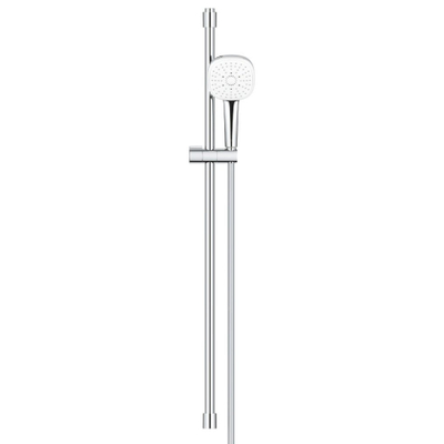 GROHE Tempesta 110 Cube Ensemble barre de douche - 90cm - douchette à main carrée - 3 jets - flexible de douche lisse - chrome