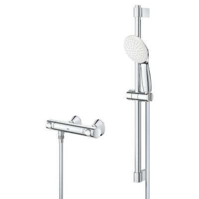GROHE Grohtherm 500 Ensemble de douche - mitigeur de douche thermostatique - avec ensemble barre de douche - 60cm - douchette ronde - 1 type de jet - chromé