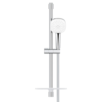 GROHE Tempesta 110 Cube Ensemble de douche mortier jointuresant - 60cm - douchette carrée - 2 types de jet - flexible de douche lisse - avec porte-savon - chrome