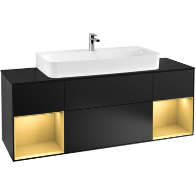 Villeroy & Boch finion wastafelonderkast - 160x60.3cm - 4 lades - mat zwart