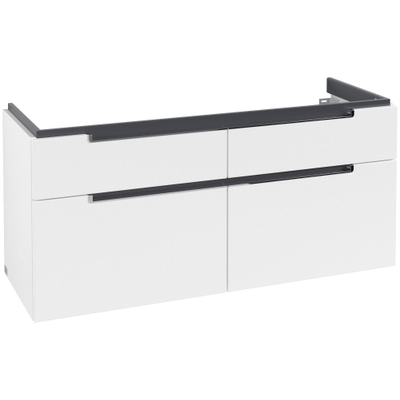 Villeroy & Boch Subway 2.0 wastafelonderkast - 128.7x59cm - 4 lades - mat wit