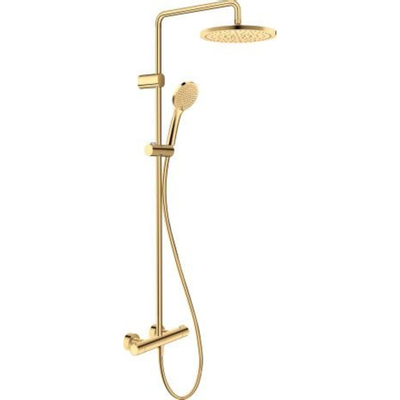 Duravit Shower systems Douchesysteem - thermostatisch - 30.3x57.3x112.4cm - slang 160cm - hoofddouche 25cm - gepolijst goud