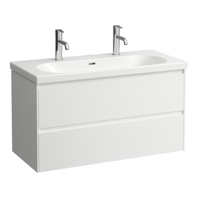 Laufen lua lavabo 100x46x18cm 2 robinets avec traitement anti-calcaire céramique blanc