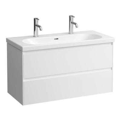 Laufen Lua lavabo 100x46x18cm 2 trous de robinet avec traitement anticalcaire Céramique blanc