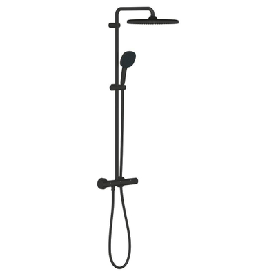 Grohe Tempesta 250 Cube Regendoucheset - hoofddouche 25cm - vierkante handdouche - 2 straalsoorten - met thermostaatkraan - matte black (mat zwart)