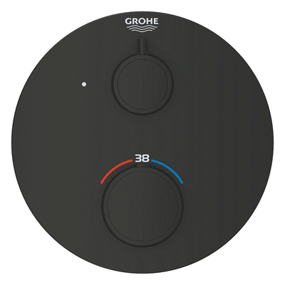 Grohe Grohtherm Mengkraan - afdekset - thermostatisch -1 uitgang - rond - matte black (mat zwart)