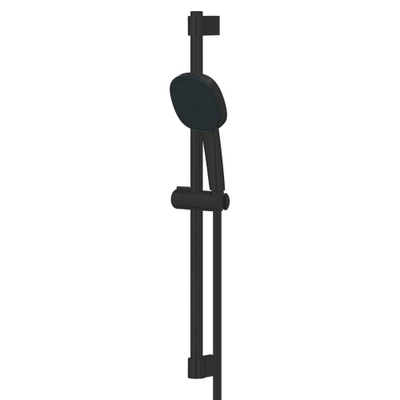 GROHE Tempesta Cube 110 Ensemble barre de douche - 60cm - douchette carrée - 2 types de jets - flexible de douche lisse - noir mat